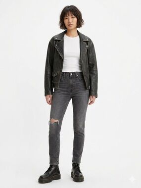 Levi’s 501 skinny jeans W23 ripped knee faded black Y2K
